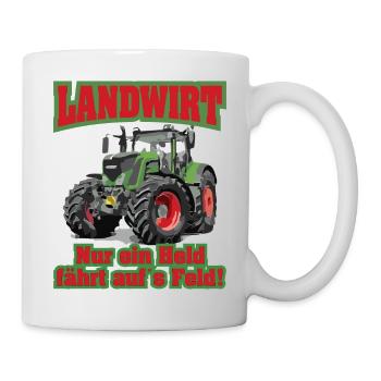 Landwirt Nur ein Held fährt auf´s Feld Bauer - Tasse - Weiß - Rechts