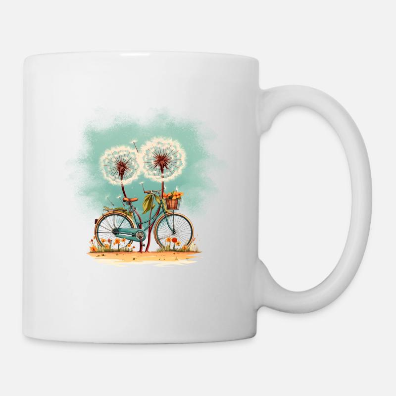 Fahrrad an Pusteblume angeschlossen - Tasse - Weiß