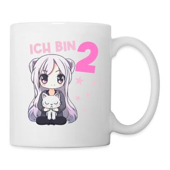 2 Jahre Mädchen Anime Kawaii Katze 2. Geburtstag - Tasse - Weiß - Rechts
