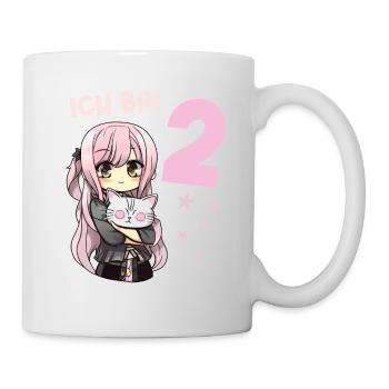 2 Jahre Mädchen Anime Kawaii Katze 2. Geburtstag - Tasse - Weiß - Rechts