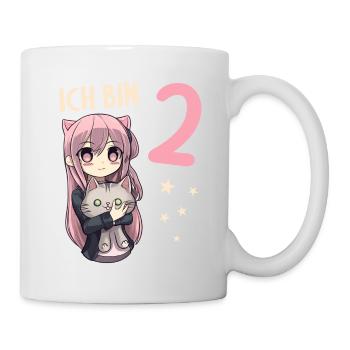 2 Jahre Mädchen Anime Kawaii Katze 2. Geburtstag - Tasse - Weiß - Rechts