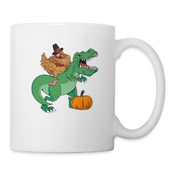 Thanksgiving Day T Rex Dabbing Türkei lustig Dinos - Tasse - Weiß - Rechts