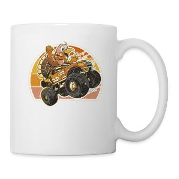 Thanksgiving Day Abendessen Türkei Reiten Monster - Tasse - Weiß - Rechts