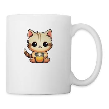 Niedliche Katze mit einer Kerze - Tasse - Weiß - Rechts