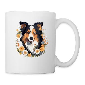 Langhaarcollie Collie Hund Hunderasse - Tasse - Weiß - Rechts