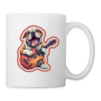 Bulldogge spielt Acousitc Rock Gitarre Hund - Tasse - Weiß - Rechts