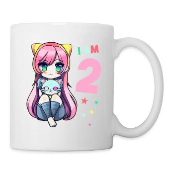 2 Jahre Mädchen Anime Kawaii Katze 2. Geburtstag - Tasse - Weiß - Rechts