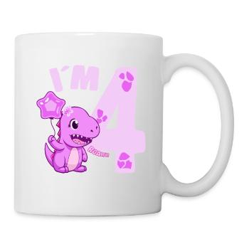 Dinosaure mignon Je suis 4 Dino Birthday Girl - Mug blanc - blanc - Droite
