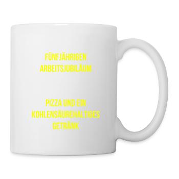 Arbeitsjubiläum Dankbarkeit Chef traurig Pizza - Tasse - Weiß - Rechts