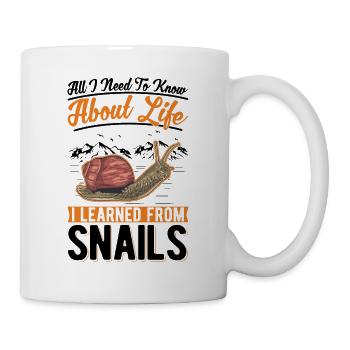 Schnecke Geschenk Weinbergschnecke - Tasse - Weiß - Rechts
