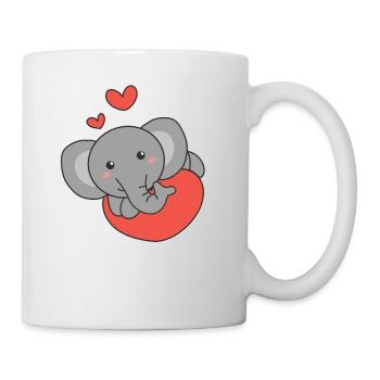 Elefant zum Valentinstag süße Tiere Herzen - Tasse - Weiß - Rechts