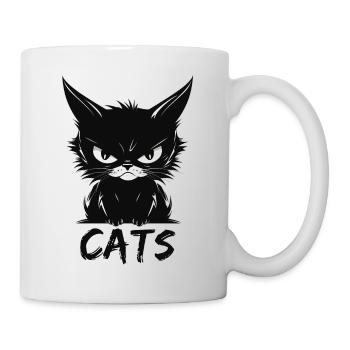 Chats mignon visage de chat agacé - Mug blanc - blanc - Droite
