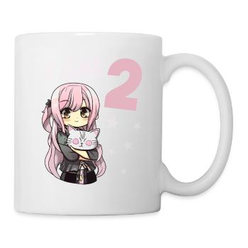 2 Jahre Mädchen Anime Kawaii Katze 2. Geburtstag - Tasse - Weiß - Rechts
