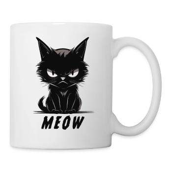 MEOW Cute Annoyed Cat Face - Mug - white - Right