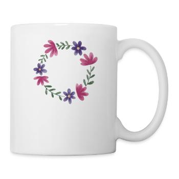 Team Braut I Blumenkranz Hochzeit Boho Stil - Tasse - Weiß - Rechts
