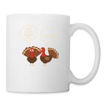De quoi êtes-vous reconnaissant pour les dindes végétariennes dont vous parlez - Mug blanc - blanc - Droite