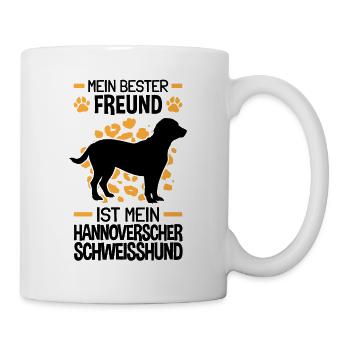 Hannoverscher Schweißhund ist mein Freund - Tasse - Weiß - Rechts
