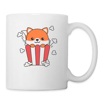 Fox Popcorn Time animaux drôles dans la restauration rapide - Mug blanc - blanc - Droite