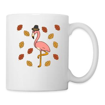 Pilgrim Pink Flamingo Thanksgiving Autumn Animal Love - Mug - white - Right