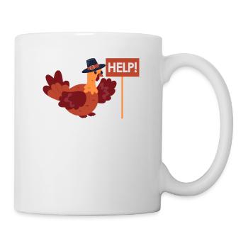 Journée de la Turquie Aidez à signer Thanksgiving amusant - Mug blanc - blanc - Droite