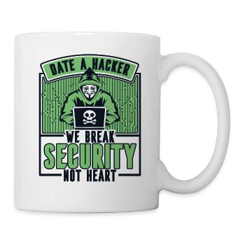 Date Hacker Nous brisons la sécurité Pas le phishing cardiaque - Mug blanc - blanc - Droite