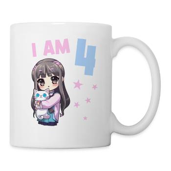 4 ans Fille Anime Kawaii Cat 4ème anniversaire - Mug blanc - blanc - Droite