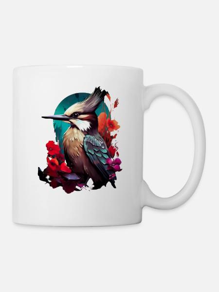 Niedlicher Specht Buntspecht Vogel Illustration - Tasse - Weiß