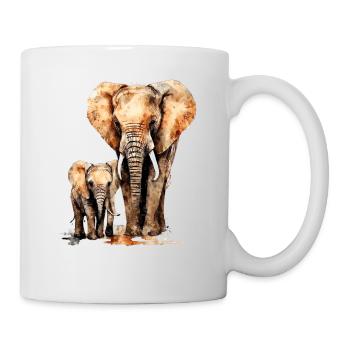 Elefant mit Kind für einen Elefant Liebhaber - Tasse - Weiß - Rechts