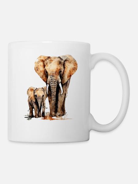 Elefant mit Kind für einen Elefant Liebhaber - Tasse - Weiß