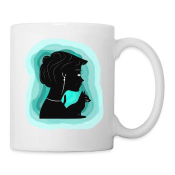 Liebevolle Katze zeigt ihre Zuneigung - Tasse - Weiß - Rechts
