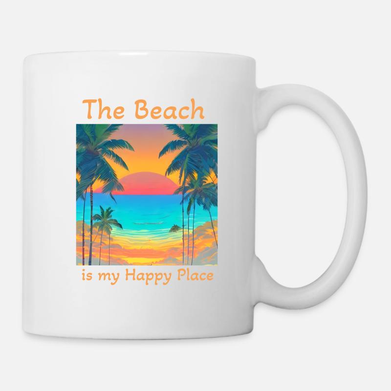La plage est mon endroit heureux - Mug blanc - blanc