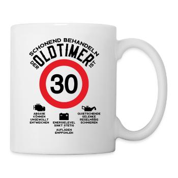 SCHONEND BEHANDELN 30. GEBURTSTAG OLDTIMER 1993 - Tasse - Weiß - Rechts