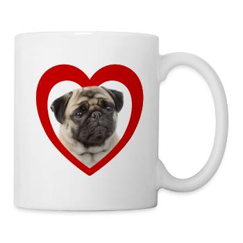 Hundeliebhaber - Hunde Herz - Mops - Tasse - Weiß - Rechts
