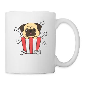 Pug Popcorn Time animaux drôles dans la restauration rapide - Mug blanc - blanc - Droite