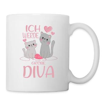 Werde Große Diva Katzen Schwestern - Tasse - Weiß - Rechts