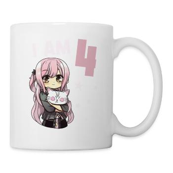 4 ans Fille Anime Kawaii Cat 4ème anniversaire - Mug blanc - blanc - Droite
