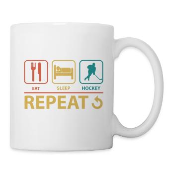 Manger dormir hockey répéter vintage drôle - Mug blanc - blanc - Droite