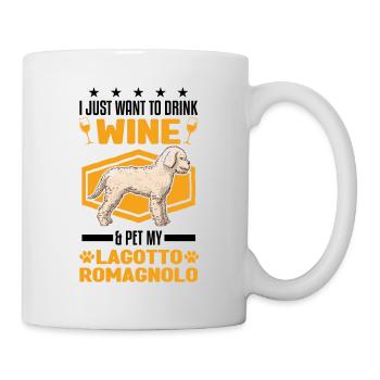 Lagotto Romagnolo et vin - Mug blanc - blanc - Droite