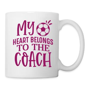 My heart belongs to the coach, Fußball Liebe Herz - Mug - white - Right