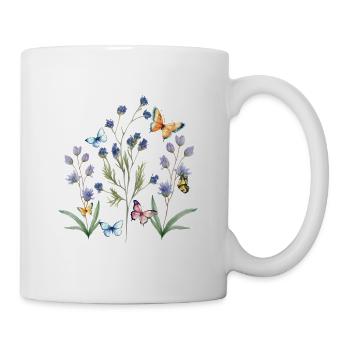 colorful flower meadow with butterflies - Mug - white - Right