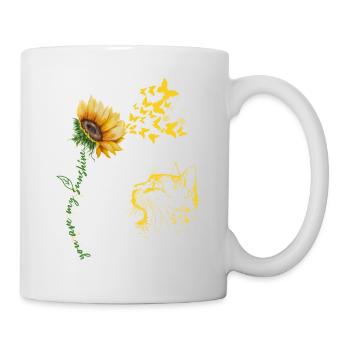 Cat with Sunflower and Butterflies Painting - Mug - white - Right