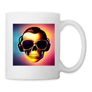 Crâne avec lunettes de soleil & écouteurs - cool-rockig - Mug blanc - blanc - Droite