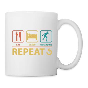 Manger dormir Tennis de table Répéter Vintage Drôle - Mug blanc - blanc - Droite