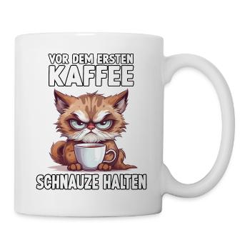 Geschenk für Katzenbesitzer und Morgenmuffel - Tasse - Weiß - Rechts