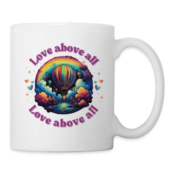Liebe über alles Pride Heißluftballon Herzen - Tasse - Weiß - Rechts