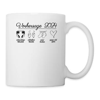 Vorhersage 2024 Werdende Eltern Babybauch - Tasse - Weiß - Rechts
