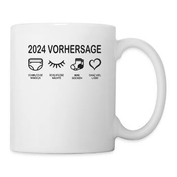 Vorhersage 2024 Werdende Eltern Babybauch - Tasse - Weiß - Rechts