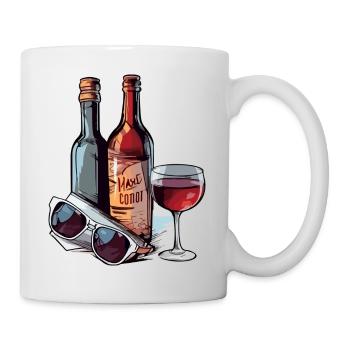 Weinflaschen und Gläser - Tasse - Weiß - Rechts