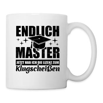 Endlich Master - mit der Lizenz zum Klugscheißen - Tasse - Weiß - Rechts