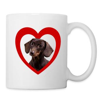 Hundeliebhaber - Hunde Herz - Dackel - Tasse - Weiß - Rechts